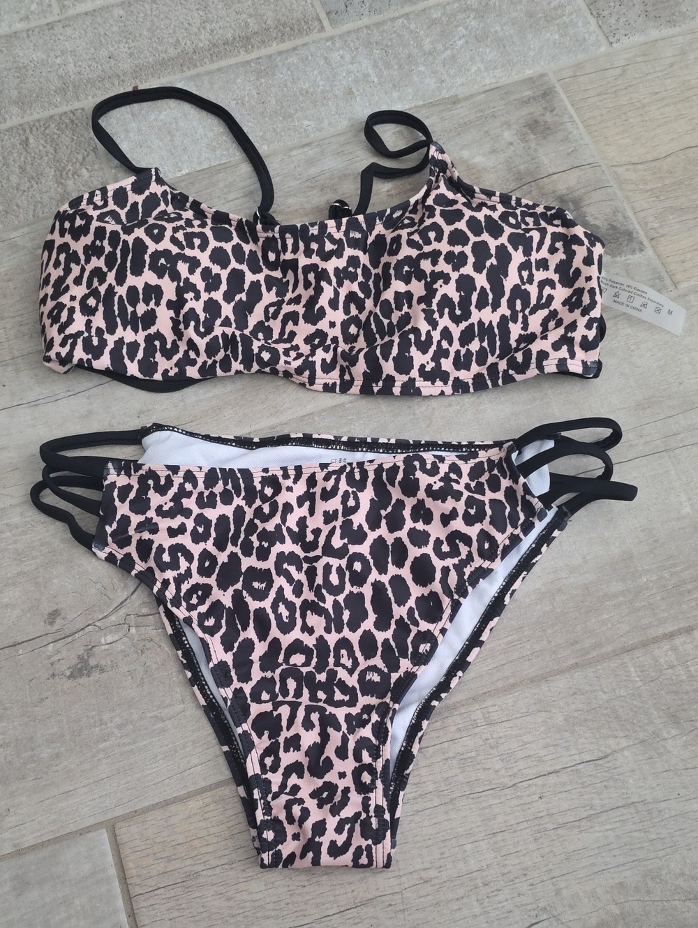 NWOT Beige & Black Leopard Print Bikini Set